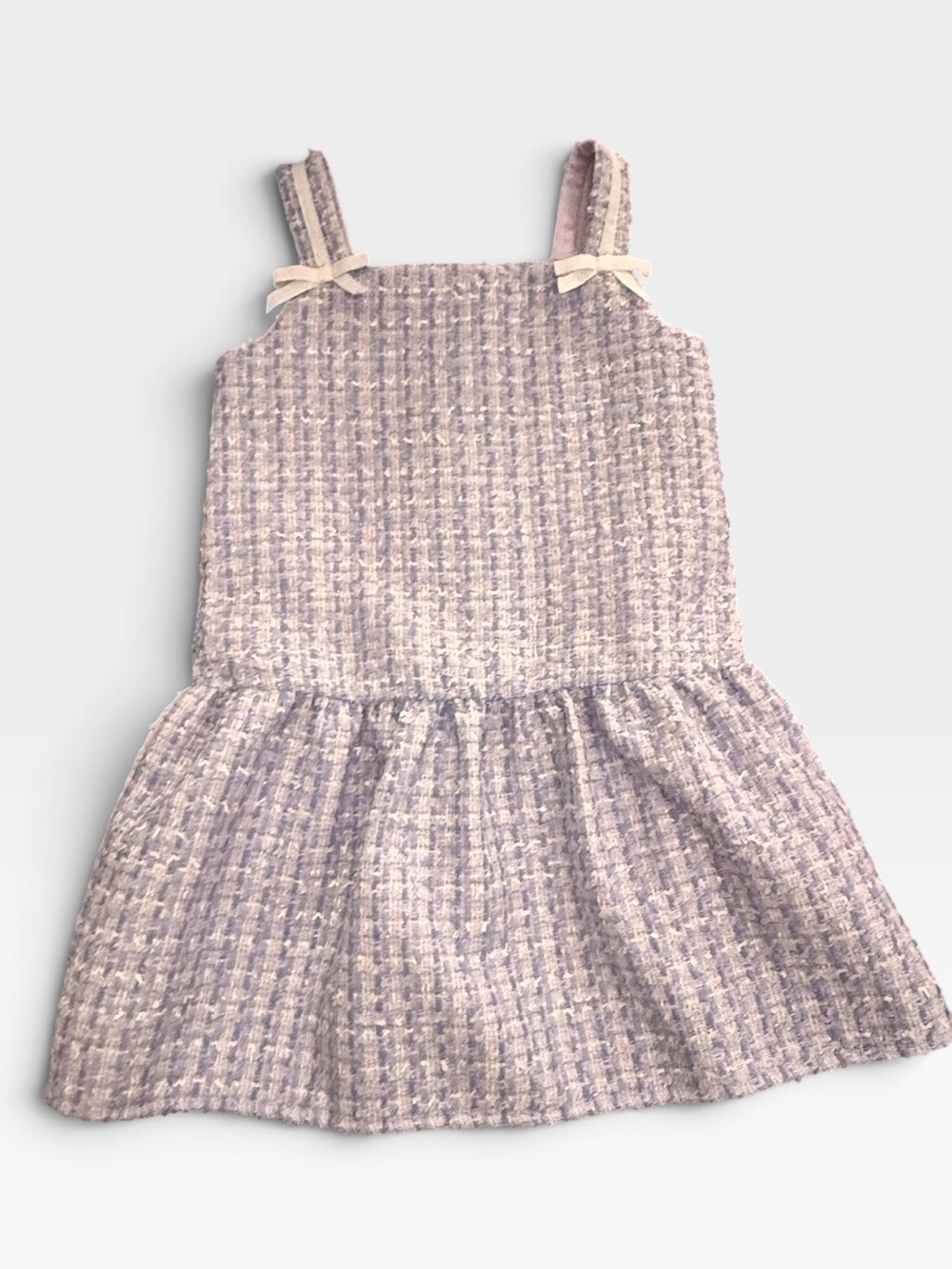 Janie and Jack Lavender Tweed Bow-Shoulder Dress